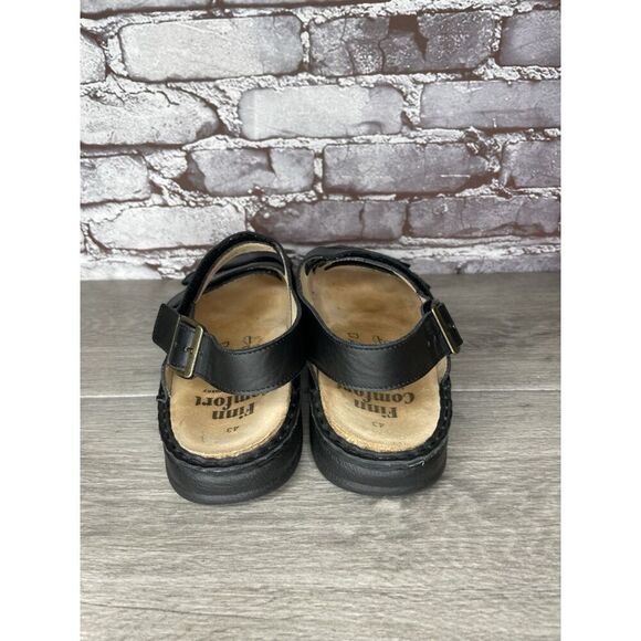 Finn Comfort Sylt Black Leather Triple Strap Wedge Sandals Men’s Sz 43EU/10M US - Picture 4 of 16